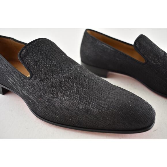 Christian Louboutin Mens Dandelion Flat Black Shantung Diams Dress Loafer 43 10 main image 8